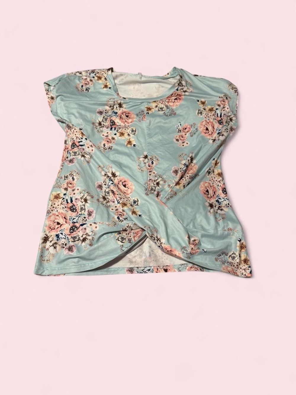 Floral Twist-Front Short Sleeve Tee